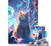 Rompecabezas de 1000 Piezas: Gato en un país de Las Maravillas Invernal, Juguete Educativo, desafiante de completar, cumpleaños y Navidad 50x75cm