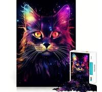 Rompecabezas de 1000 Piezas Gato en un Paisaje fronterizo psicodélico,Juego de Bordes, Juego cognitivo,Juego Lento,Divertido,decoración navideña (50x75cm)
