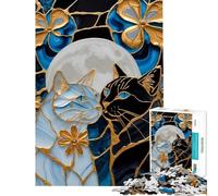 Rompecabezas de 1000 Piezas - Gato Enamorado Kintsugi Art Jigsaw 1000 Piezas Juguetes de decoración para el hogar Difícil (38x26cm)