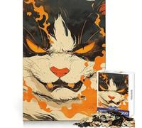 Rompecabezas de 1000 Piezas Gato Enojado con Aura ardiente para Adultos Piensa con lógica, distracción Suave, Cierre sin Costuras, Regalo Festivo (50x75cm)