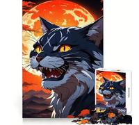 Rompecabezas de 1000 Piezas Gato Enojado con Luna Naranja para Adultos y Adolescentes Ideal para Entrenar la concentración, Relajarse y Disfrutar de la Navidad Bordes Finos (38x52cm)