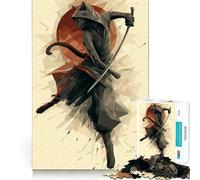 Rompecabezas de 1000 Piezas Gato Guerrero samurái con Katana Juego de Habilidad Mental Divertido y entretenido Regalo Ideal para el Tiempo Libre y Las Fiestas (50x75cm)