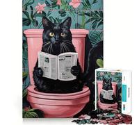 Rompecabezas de 1000 Piezas Gato Haciendo Sus Necesidades Decoración con Corte preciso Juego Mental Regalo Ideal para Relajarse y Disfrutar en cumpleaños (38x26cm)