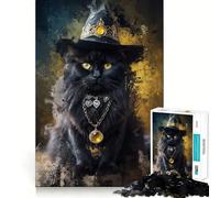 Rompecabezas de 1000 Piezas Gato Hechicero para Adultos, Juguete de lógica Mental, Juego de Mesa Tiempo de Serenidad, Corte Firme, (50x75cm)