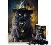 Rompecabezas de 1000 Piezas Gato Hechicero para Adultos, Juguete de lógica Mental, Juego de Mesa Tiempo de Serenidad, Corte Firme, (50x75cm)