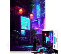 Rompecabezas de 1000 Piezas Gato,Máquina expendedora,Ciudad cibernética,Arte Impecable,Entrenamiento Mental,Diversión,Tiempo de Descanso,Juego, Tranquilo (38x26cm)