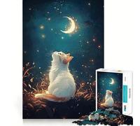 Rompecabezas de 1000 Piezas Gato Mirando a la Luna Corte preciso Divertido desafío Mental Juguete para Relajarse Juego de cumpleaños Arte y diversión (38x26cm)