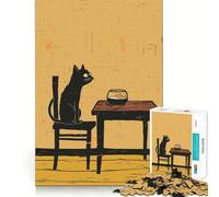 Rompecabezas de 1000 Piezas Gato Mirando a un pez Dorado Diseño Premium para Jugar,Crear un Juego de ingenio,divertirse y Disfrutar de la Navidad Decoración de Pared (50x75cm)