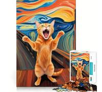 Rompecabezas de 1000 Piezas Gato Naranja El Grito para Adolescentes Refuerza la Memoria Tiempo de Paz Calidad Regalo Clásico (50x75cm)