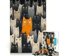 Rompecabezas de 1000 Piezas Gato Naranja en una Multitud para Adolescentes Juego Mental Juguete para el hogar Corte preciso (38x26cm)