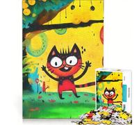 Rompecabezas de 1000 Piezas Gato Naranja Feliz, Juego Interactivo, Regalo de cumpleaños, cumpleaños y Navidad 50x75cm