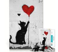 Rompecabezas de 1000 Piezas Gato Negro Banksy,Juego de lógica con articulaciones afiladas,Juego de Entretenimiento, (50x75cm)