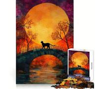 Rompecabezas de 1000 Piezas Gato Negro Brujería para Adultos Memoria aguda Escape Sereno Bordes limpios Regalo Ideal (38x26cm)