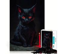Rompecabezas de 1000 Piezas Gato Negro Brujo con Ojos Rojos para un Juego cognitivo Divertido con una Estructura de Encaje precisa,Ideal para Fortalecer los Lazos Familiares (38x26cm)