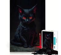 Rompecabezas de 1000 Piezas Gato Negro Brujo con Ojos Rojos para un Juego cognitivo Divertido con una Estructura de Encaje precisa,Ideal para Fortalecer los Lazos Familiares (50x75cm)