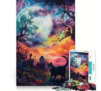 Rompecabezas de 1000 Piezas Gato Negro en el Cementerio Diseño con Corte preciso Juguete Que desafía la Mente Juego fácil de Jugar Regalo Ideal para cumpleaños 50x75cm