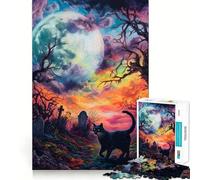 Rompecabezas de 1000 Piezas Gato Negro en un Cementerio Diseño con Corte preciso Juego de ingenio Regalo Ideal para Jugar Fácil de Usar Regalo Divertido para cumpleaños 38x52cm