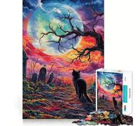 Rompecabezas de 1000 Piezas Gato Negro en un Cementerio Diseño de Corte preciso Un desafío Inteligente y Divertido Ideal para el Ocio 38x52cm
