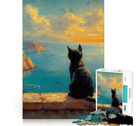 Rompecabezas de 1000 Piezas Gato Negro Griego,Corte Impecable,Divertido,Juguete para ejercitar la Mente,Juego para el Tiempo Libre,Regalo artístico de Navidad 50x75cm