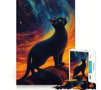 Rompecabezas de 1000 Piezas Gato Negro Mirando Las Estrellas Juguete de Corte Premium para ejercitar la Mente Tiempo de diversión y Paz Regalo Ideal para cumpleaños (50x75cm)