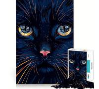 Rompecabezas de 1000 Piezas Gato Negro Primer Plano Articulación precisa Juego cognitivo Juguete Juego de Tiempo Libre Divertido (38x52cm)