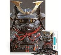 Rompecabezas de 1000 Piezas Gato Negro samurái Vintage,Piezas de Ajuste preciso,Juego Divertido y Estimulante,Momento Acogedor y Divertido,decoración navideña 38x26cm