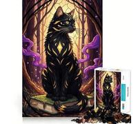Rompecabezas de 1000 Piezas Gato Negro sobre un Libro en el Bosque Juego de Ajuste preciso,Juguete Creativo y Divertido,Juego de Paz,Regalo navideño Tranquilo 38x26cm