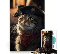 Rompecabezas de 1000 Piezas Gato Piratas IV Pieza de Corte Limpio Desafío Mental Juguete Tiempo de Calma Divertido Pieza de Arte navideña (38x52cm)