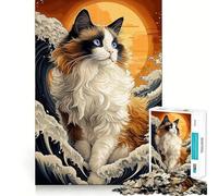 Rompecabezas de 1000 Piezas Gato Ragdoll en Las Olas para Adultos Juguete para ejercitar la Mente y Relajarse Corte de precisión Regalo Elegante (38x52cm)