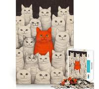 Rompecabezas de 1000 Piezas Gato Rojo Entre Gatos Blancos para Adultos Juguete de lógica Mental Tiempo de relajación Corte Firme (38x52cm)