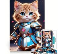 Rompecabezas de 1000 Piezas Gato Samurai Animal Juego de Articulaciones Actividad Mental Juego Divertido y Relajante Regalo de Decoración Navideña (50x75cm)