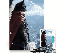 Rompecabezas de 1000 Piezas Gato Samurai con Vista a la Montaña Bordes Lisos Juego Creativo Juguete Tiempo de Juego Acogedor Divertido Regalo de Cumpleaños (38x52cm)