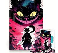 Rompecabezas de 1000 Piezas Gato Samurai Japón Corte preciso Divertido Juego de Habilidad Mental Juego de Descanso Regalo Festivo de Ocio (38x26cm)