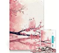 Rompecabezas de 1000 Piezas Gato Sentado en una Rama de Cerezo Corte preciso Divertido Juego de Habilidad Mental Juego para Relajarse Regalo Festivo y de Ocio (38x52cm)
