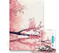 Rompecabezas de 1000 Piezas Gato Sentado en una Rama de Cerezo en Flor,Bordes impecables,Divertido Rompecabezas,Regalo para Relajarse,Juego de cumpleaños,Regalo artístico (50x75cm)
