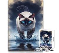 Rompecabezas de 1000 Piezas: Gato siamés Caminando sobre el Agua, una Forma Relajante de llenar el Tiempo Libre, Corte preciso y consistente, Juguete de Juego, tamaño 50x75cm
