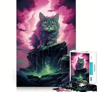 Rompecabezas de 1000 Piezas Gato sobre una Roca Juguete Divertido para ejercitar la Mente y Disfrutar de Momentos de Paz Pieza de Arte navideña (38x52cm)