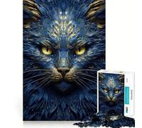 Rompecabezas de 1000 Piezas,Gato Tribal Azul,articulaciones precisas,diversión,Juego para ejercitar la Mente,Juego para Momentos de Paz,decoración navideña 38x26cm
