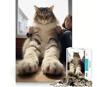 Rompecabezas de 1000 Piezas Gato y Niña Demasiado Grandes para Adolescentes, Juguete para Desafíos Mentales, Actividad en Casa, Regalo Sincero y Emocionante 50x75cm