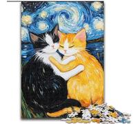 Rompecabezas de 1000 Piezas Gatos Abrazando el Cielo Nocturno para Adultos, Regalo, Juguete, Juego Intelectual, colección de Artistas, Bellas Artes 50x75cm