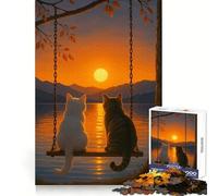 Rompecabezas de 1000 Piezas Gatos en un Columpio al Atardecer para Adolescentes Desarrolla la Capacidad de razonamiento y es un Juego Ligero y Divertido ¡Un Regalo estupendo! (38x52cm)