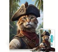Rompecabezas de 1000 Piezas Gatos Piratas,Divertido Juego de Corte Sin Fisuras,Actividad Mental Inteligente,Juego Recreativo y Divertido,Regalo de Cumpleaños y Afición (38x52cm)