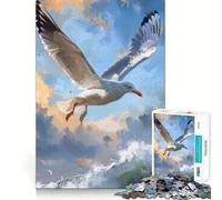Rompecabezas de 1000 Piezas Gaviota Volando sobre Las Olas del océano para Adolescentes Rompecabezas fácil de armar Ocio Impecable Regalo Ideal para Navidad (38x26cm)