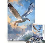 Rompecabezas de 1000 Piezas Gaviota Volando sobre Las Olas del océano para Adolescentes Rompecabezas fácil de armar Ocio Impecable Regalo Ideal para Navidad (38x26cm)
