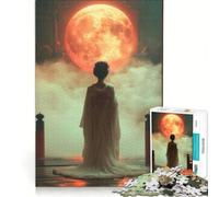Rompecabezas de 1000 Piezas Geisha bajo la Luna de Sangre, Juego práctico, Entrena tu Cerebro y Tus Manos, cumpleaños y Navidad 38x26cm
