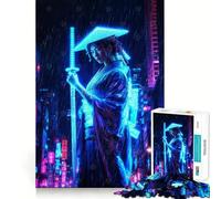 Rompecabezas de 1000 Piezas Geisha de neón bajo la Lluvia para Adultos Juguete para ejercitar la Mente Arte Relajante Regalo Ideal para Festivales (38x52cm)