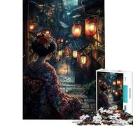 Rompecabezas de 1000 Piezas Geisha en un callejón japonés para cumpleaños Navidad decoración Juguetes de Bricolaje Apto para Mayores de 14 años (38x52cm)