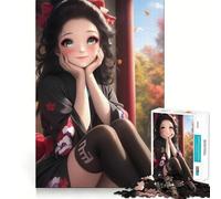 Rompecabezas de 1000 Piezas Geisha Sonriente en otoño para Adolescentes Ideal para Relajarse, desconectar y Disfrutar de una Obra de Arte nítida 38x26cm