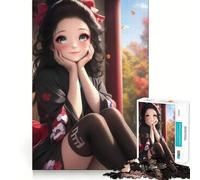 Rompecabezas de 1000 Piezas Geisha Sonriente en otoño para Adolescentes Juguete de lógica Clara Pasatiempo Tranquilo Corte Perfecto Regalo clásico 38x52cm