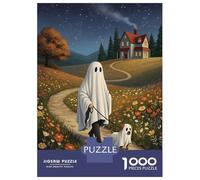 Rompecabezas De 1000 Piezas Ghost and Dog Walking on Path Rompecabezas para Adultos Juego Práctico Una Obra De Arte Cumpleaños Y Navidad 38x26cm/1000pcs